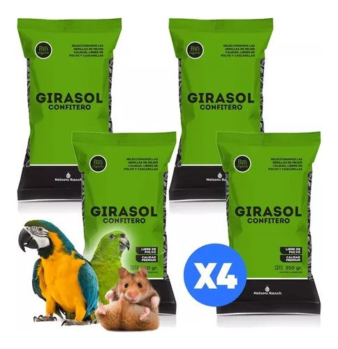 Semillas Girasol Roedores Aves Nelsoni Ranch 350gr X4 1