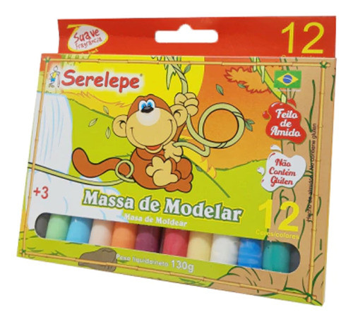3 Unidades Massinha Modelar Infantil Escolar 12 Cores 130g 0