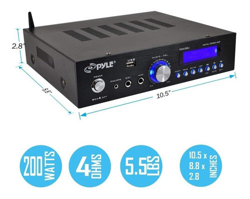 200 Watt Audio Stereo Receiver Wireless Bluetooth Home Po 1