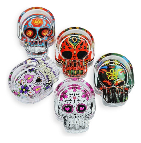 Cenicero Calavera Mujer Mejico Cenicero Vidrio Decoración 0