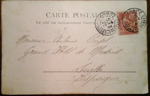 Antigua Tarjeta Postal De Biarritz 1904 1