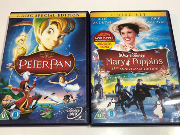 Dvd Mary Poppins + Peter Pan Solo En Inglés !!! Lote Origi 0