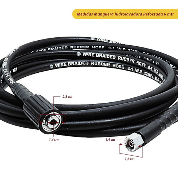 Manguera Alta Presión Universal Para Hidrolavadora Largo 6m 1