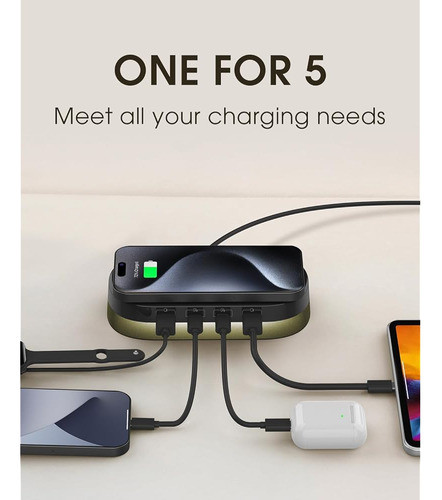 ~? Estación De Carga Inalámbrica 5 En 1 Cargador Usb C Múlti 1