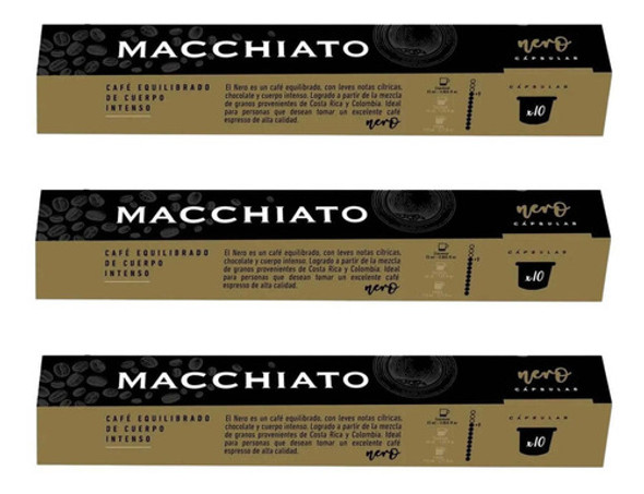 Capsulas De Cafe Macchiato Nero Pack X30 0