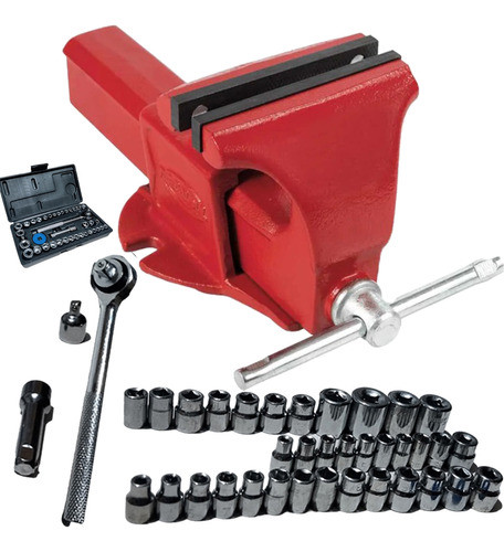 Torno De Bancada N° 06 + Jogo De Soquete 40pcs Metalsul 0