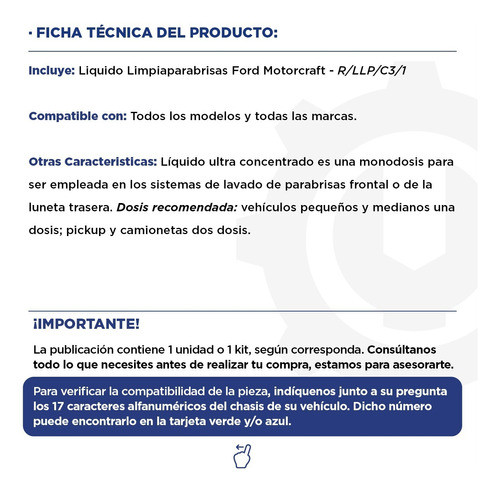 Liq Limpiaparabrisas Ultra Concentrado Ford Motorcraft 50 Ml 1