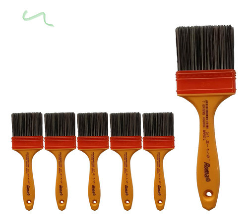 Kit 6 Trincha Pincel 317 Gold Gris 2.1/2 Polegadas - Roma 0