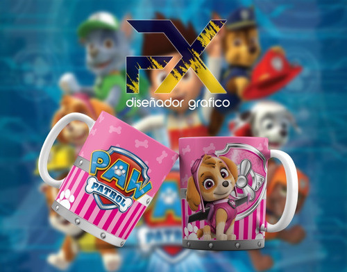 Plantillas Diseños Paw Patrol Para Sublimar Tazas 1