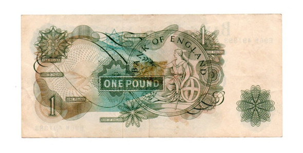 Inglaterra Gran Bretaña Billete 1 Libra Año 1970 P#374 1