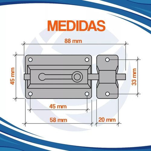 Pasador Chapa Con Traba A Resorte 60 Mm Puerta Cima F 1