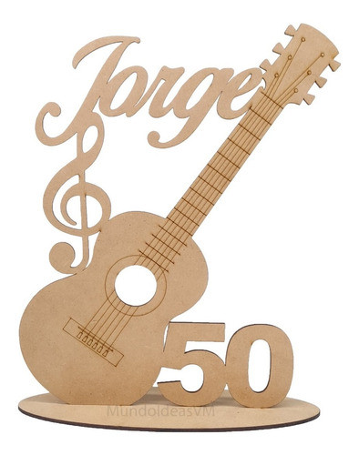 7 Centros De Mesa 30cm. Guitarra Con Nombre Personalizado 1