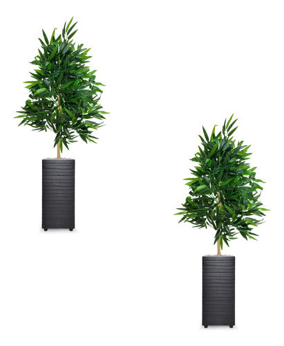 Kit 2 Unid Plantas Artificiais + Vaso Decoração Escritório 0