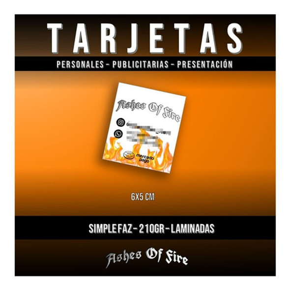 100 Tarjetas Personales Laminadas 6x5cm 210gr Simple Faz 0