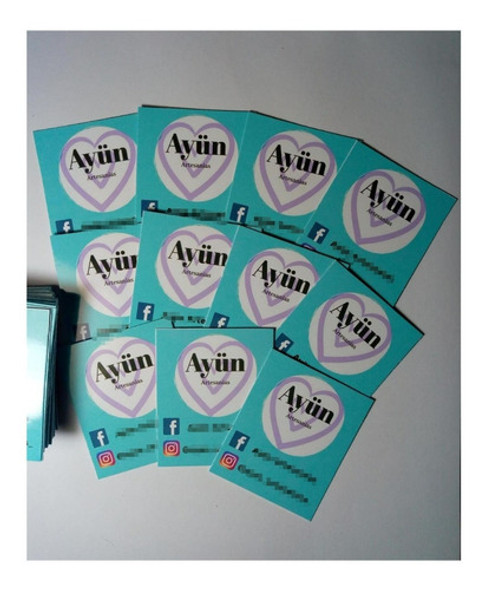 100 Tarjetas Personales Laminadas 6x5cm 210gr Simple Faz 1