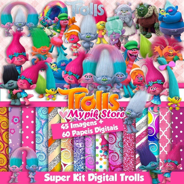 Papeles Y Cliparts Png Digitales Trolls Kit Imprimible 1