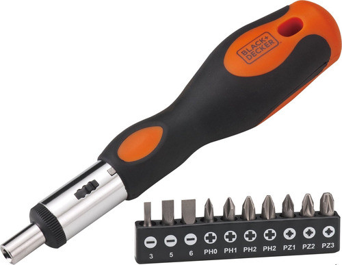 Atornillador Manual Black Decker + 10 Puntas Philips Plano 0