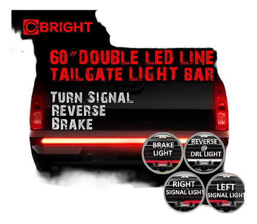 60  Led Flexible Doble Portón Trasero Cola Luz De Tira Del B 0