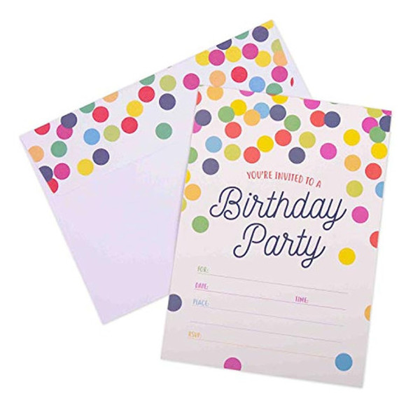 Invitaciones Para Fiesta De Cumpleaños - 20 Tarjetas Con Sob 0