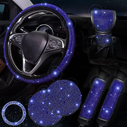 Tobequeen 7 Pack Blue Bling Car Accessories Set Para Mujer N 0