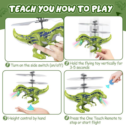 Dron De Luz Led Con 2 Controles Remotos Para Dinosaurio Vola 1