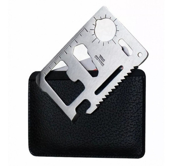 Tarjeta De Supervivencia Acero Caza Pesca Con Funda 11 Func. 0