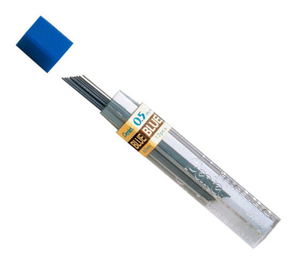 Estojo De Mina Grafite Pentel 0.5mm Cor Azul 0