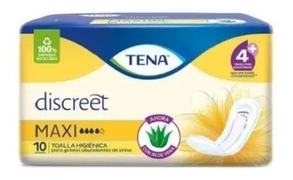 Tena Discreet Maxi X 30 ( 3 Paquetes X 10 Unid) C/aloe Vera 1 Tena Discreet Maxi X 30 ( 3 Paquetes X 10 Unid) C/aloe Vera 1
