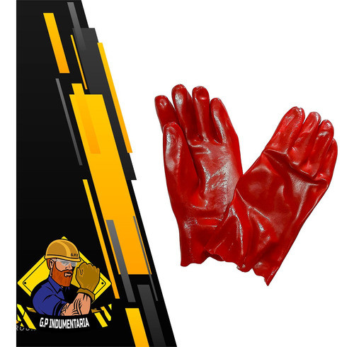 Guante Pvc Rojo Trabajo Industria Acido Quimicos 30 Cm T10 0