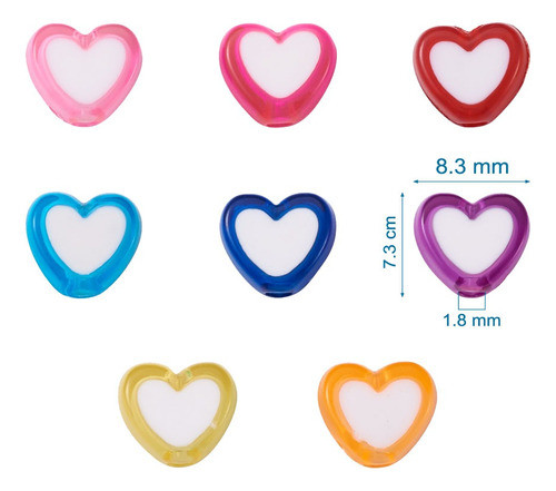 Cuentas Acrílicas Corazones 8 Colores, 30unid/color, 240unid 1