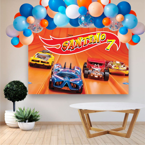 Fondo Decoración Lona Banner Cumpleaños Hot Wheels 1.5x1 M 1