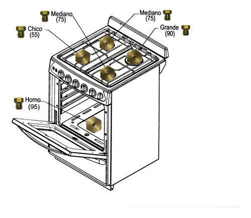 Picos Inyectores Para Gas Envasado Para Cocina Whirlpool Tf 1