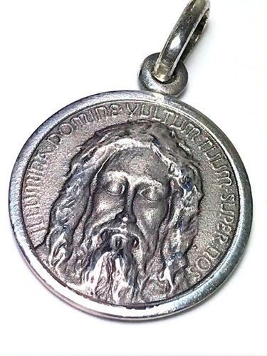 Medalla  De La Santa Faz De Cristo Plata 925 Diam. 18 Mm 0