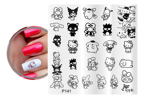 Kit De Placas Para Decoração De Unhas P140  P141 Hello Kitty 1