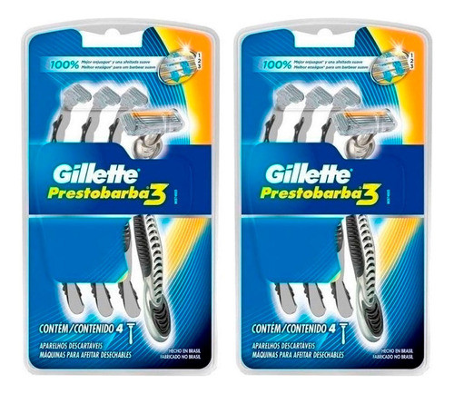 Gillette Máquina De Afeitar Prestobarba 3 X 4u Combo X 2 0