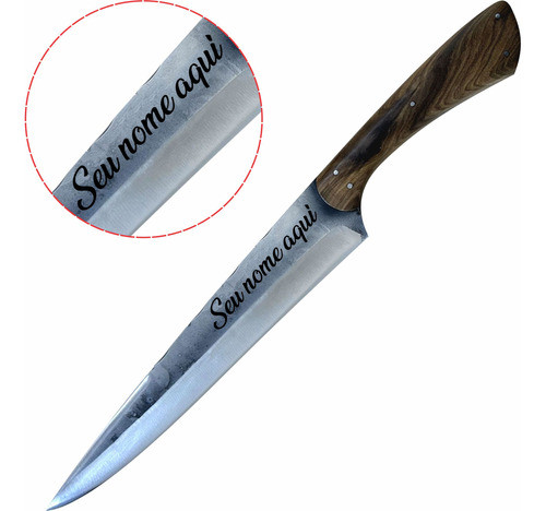 Faca Churrasco Artesanal Carbono Personalizada 9p C/ Nome 1