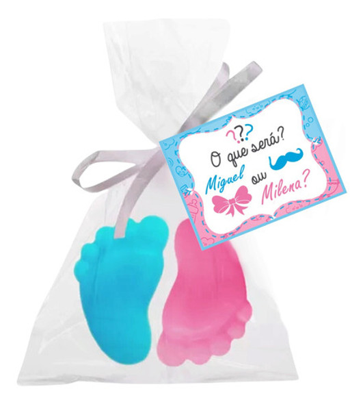 180 Mini Pezinhos (90 Pares)   Chá De Revelação Rosa/azul 0