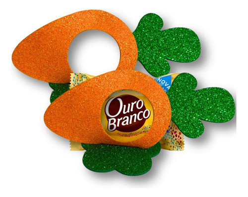 36 Porta Bombom Páscoa Enfeite Cenoura Eva Glitter Decoração 0