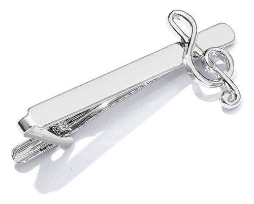 Tie Bar Music Note Silver Zinc Alloy 6.4x1.9cm Para Homens 0