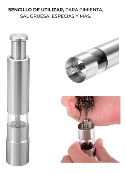 Pimentero Molinillo Acero Inoxidable Pimienta Piston Manual 1