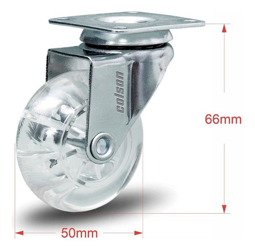 12 Roda Rodinha Silicone 50mm Anti Risco Com Freio 480kg 1