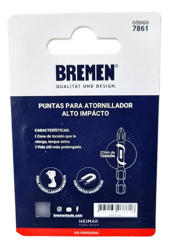 Punta Atornillador Alto Impacto Bremen Ph2x25 X 5u 7861 1