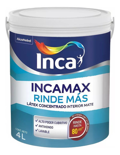 Incamax Rinde Más Látex Interior Lavable Concentrado 4lts 0