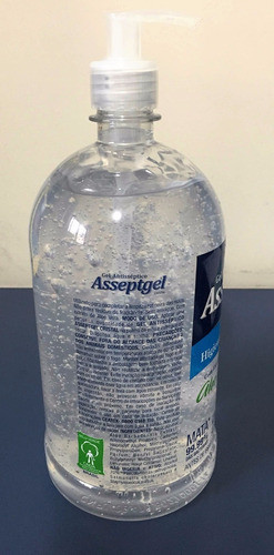 03 Gel 70% Asseptgel (pump) Anti-séptico Alcool Mãos 1kg 1