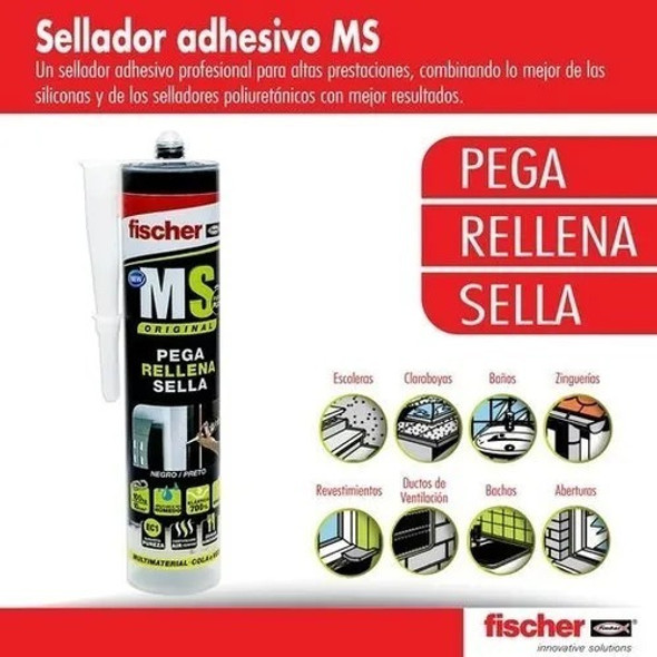 Sellador Adhesivo Rellena Fischer Ms Hibrido Negro 1