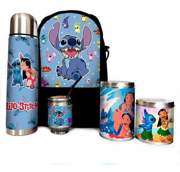 Equipo De Mate Completo Lilo & Stitch Cuero Set Kit Matero 0