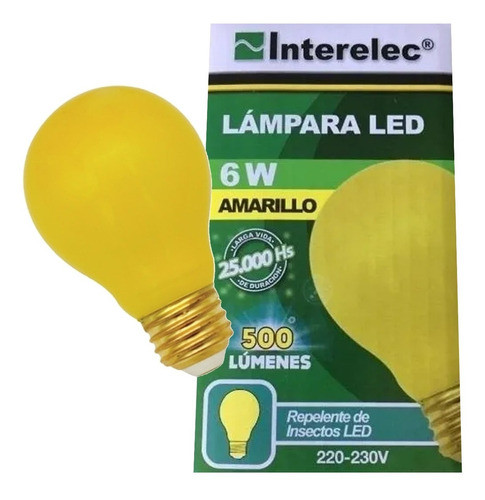 Lampara Led Repelente Insectos 6w Luz Amarilla Interelec 1