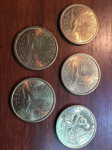 Robmar-lote De 5 Monedas De 1 Dolar Sacagawea- Usa,al Asar 1