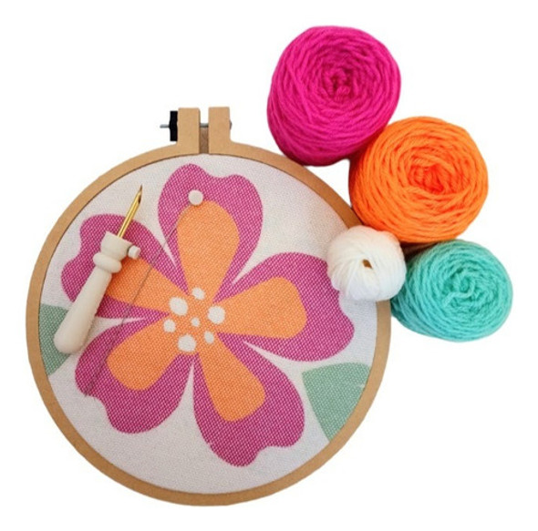 Kit Punch Needle. Bordado Mágico/chino. Modelo Floral. 0