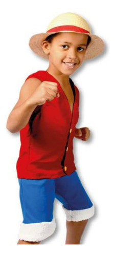 Fantasia Infantil Luffy One Piece  9 A 12 Anos Tam G 0